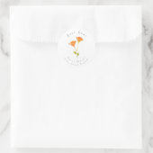 Modern Watercolor California Poppies Label Runder Aufkleber (Tasche)