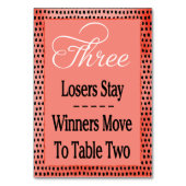 Modern Watercolor Cherry Red Bunco Table Card #3 Tischnummer (Rückseite)