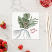 Modern Watercolor Christmas Foliage Serviette (Beispiel)