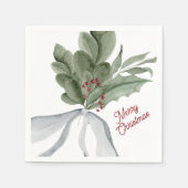 Modern Watercolor Christmas Foliage Serviette (Vorderseite)