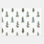 Modern Watercolor Christmas Green Pine Tree Wrappi Geschenkpapier Set (Vorderseite 3)