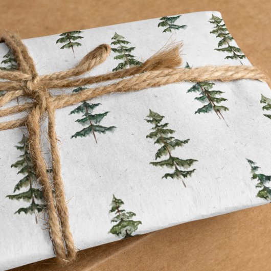 Modern Watercolor Christmas Green Pine Tree Wrappi Geschenkpapier Set