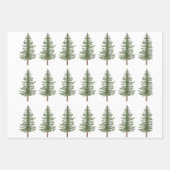 Modern Watercolor Christmas Green Pine Tree Wrappi Geschenkpapier Set (Vorderseite 3)