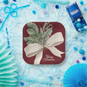 Modern Watercolor Christmas Greenery Pappteller (Party)