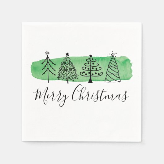 Modern Watercolor Christmas Napkins Serviette (Vorderseite)