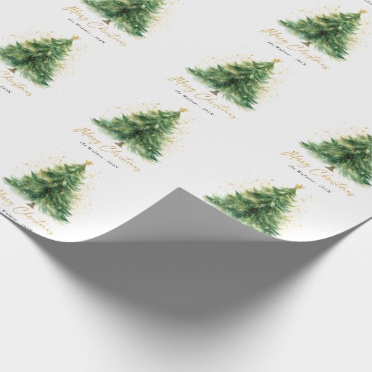 Modern Watercolor Christmas Pine Tree  Geschenkpapier (Ecke)
