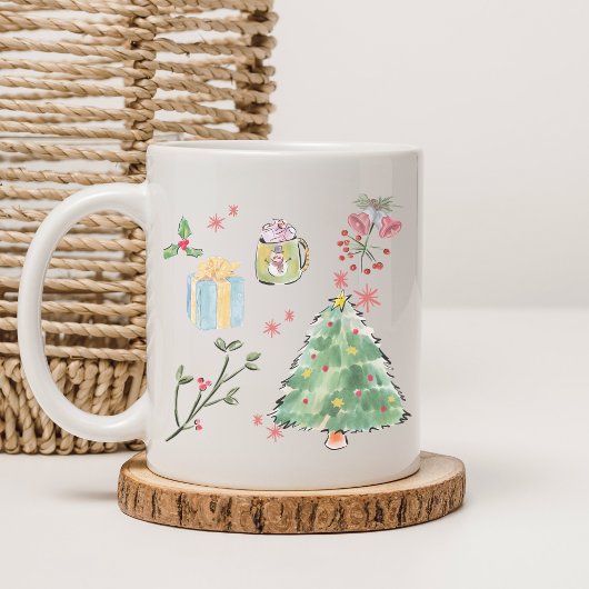 Modern Watercolor Christmas Tree Holiday Coffee Kaffeetasse