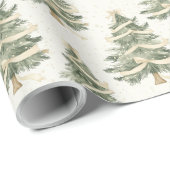 Modern Watercolor Christmas Tree Wrapping Paper Geschenkpapier (Rolleneckpunkt)