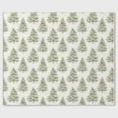 Modern Watercolor Christmas Tree Wrapping Paper Geschenkpapier (Flach)