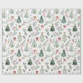 Modern Watercolor Christmas Wrapping Paper Geschenkpapier (Flach)