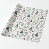 Modern Watercolor Christmas Wrapping Paper Geschenkpapier (Ungerollt)