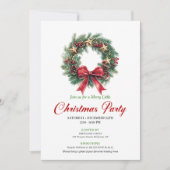 Modern Watercolor Christmas Wreath Party Card Einladung (Vorderseite)