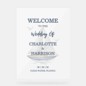 Modern Watercolor Coastal Seascape Wedding Acrylschild (Vorderseite)