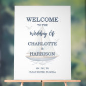 Modern Watercolor Coastal Seascape Wedding Acrylschild (Neutral)
