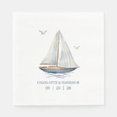 Modern Watercolor Coastal Seascape Wedding Serviette (Vorderseite)
