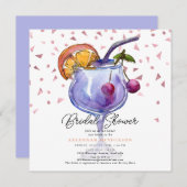 Modern Watercolor Cocktail Bridal Shower  Einladung (Vorne/Hinten)