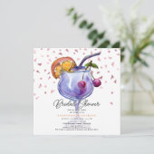Modern Watercolor Cocktail Bridal Shower  Einladung (Stehend Vorderseite)