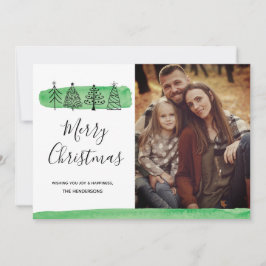 Modern Watercolor Doodle Photo Card Feiertagskarte