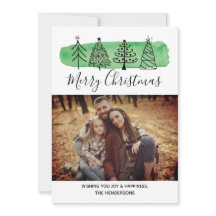 Modern Watercolor Doodle Photo Card