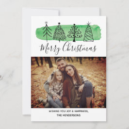 Modern Watercolor Doodle Photo Card Feiertagskarte