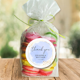 Modern Watercolor Dusty Blue Vielen Dank für Ihre  Runder Aufkleber