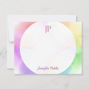 Modern Watercolor Elegante Template Script Monogra Mitteilungskarte