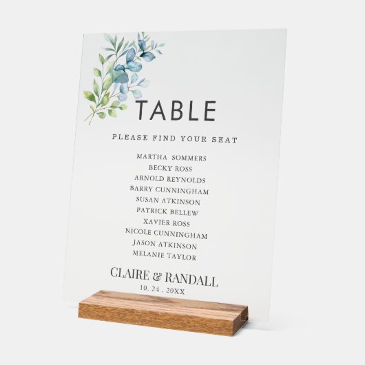 Modern Watercolor Eucalyptus Greenery Wedding Acrylschild (Winkel)