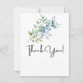 Modern Watercolor Eucalyptus Greenery Wedding Dankeskarte (Vorderseite)