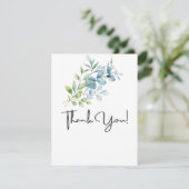 Modern Watercolor Eucalyptus Greenery Wedding Dankeskarte (Stehend Vorderseite)