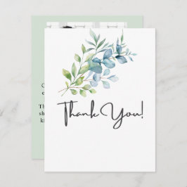 Modern Watercolor Eucalyptus Greenery Wedding Dankeskarte
