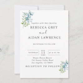 Modern Watercolor Eucalyptus Greenery Wedding Einladung
