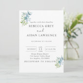 Modern Watercolor Eucalyptus Greenery Wedding Einladung (Stehend Vorderseite)
