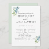 Modern Watercolor Eucalyptus Greenery Wedding Einladung (Vorne/Hinten)