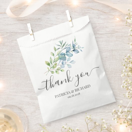 Modern Watercolor Eucalyptus Greenery Wedding Geschenktütchen (Ausgeschnitten)