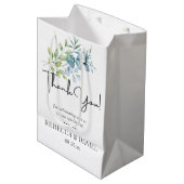 Modern Watercolor Eucalyptus Greenery Wedding Mittlere Geschenktüte (Vorderseite Schrägansicht)