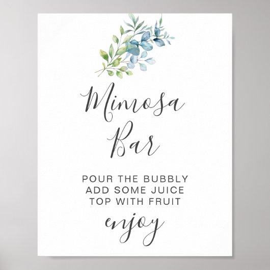 Modern Watercolor Eucalyptus Greenery Wedding Poster (Vorne)