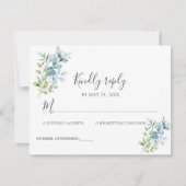 Modern Watercolor Eucalyptus Greenery Wedding RSVP Karte (Vorderseite)