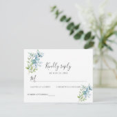 Modern Watercolor Eucalyptus Greenery Wedding RSVP Karte (Stehend Vorderseite)