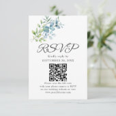 Modern Watercolor Eucalyptus Greenery Wedding RSVP Karte (Stehend Vorderseite)