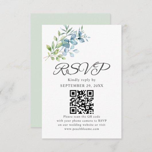 Modern Watercolor Eucalyptus Greenery Wedding RSVP Karte (Vorne/Hinten)