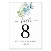 Modern Watercolor Eucalyptus Greenery Wedding Tischnummer (Rückseite)