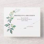Modern Watercolor Eucalyptus Leaves Greenery All In One Einladung (Rückseite)