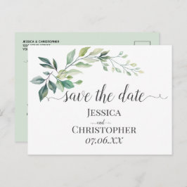 Modern Watercolor Eucalyptus Leaves Greenery Ankündigungspostkarte