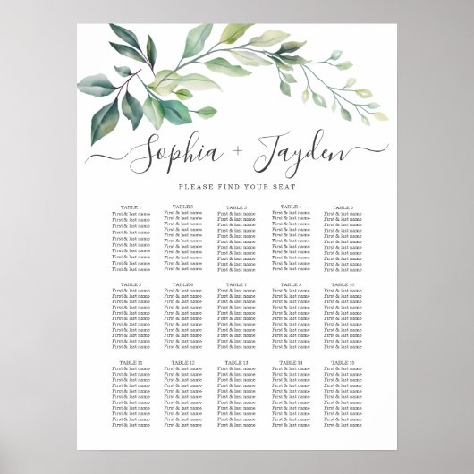 Modern Watercolor Eucalyptus Leaves Greenery Poster (Vorne)