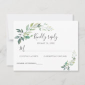 Modern Watercolor Eucalyptus Leaves Greenery RSVP Karte (Vorderseite)