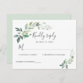 Modern Watercolor Eucalyptus Leaves Greenery RSVP Karte (Vorne/Hinten)