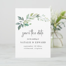 Modern Watercolor Eucalyptus Leaves Greenery Save The Date