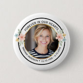 Modern Watercolor Floral Memorial Photo  Button (Vorderseite)