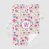 Modern Watercolor Floral Monogram Golfhandtuch (Insitu)