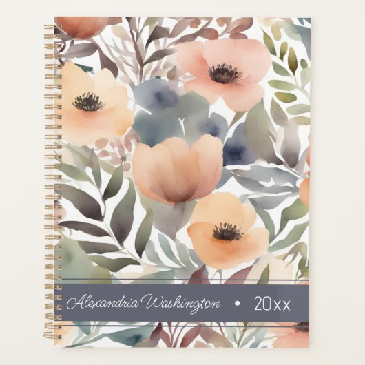 Modern Watercolor Floral Planer (Vorderseite)